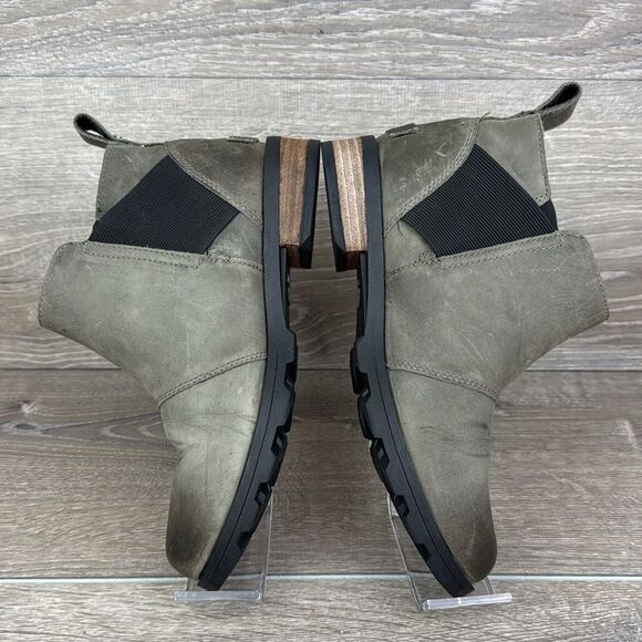Sorel Emelie Chelsea Waterproof Quarry Leather Womens Sz 6.5 Pull On Ankle Boot - Picture 9 of 10